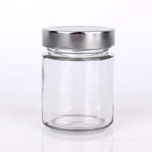 Free sample 200ml round glass honey jar with high tin lid 7oz